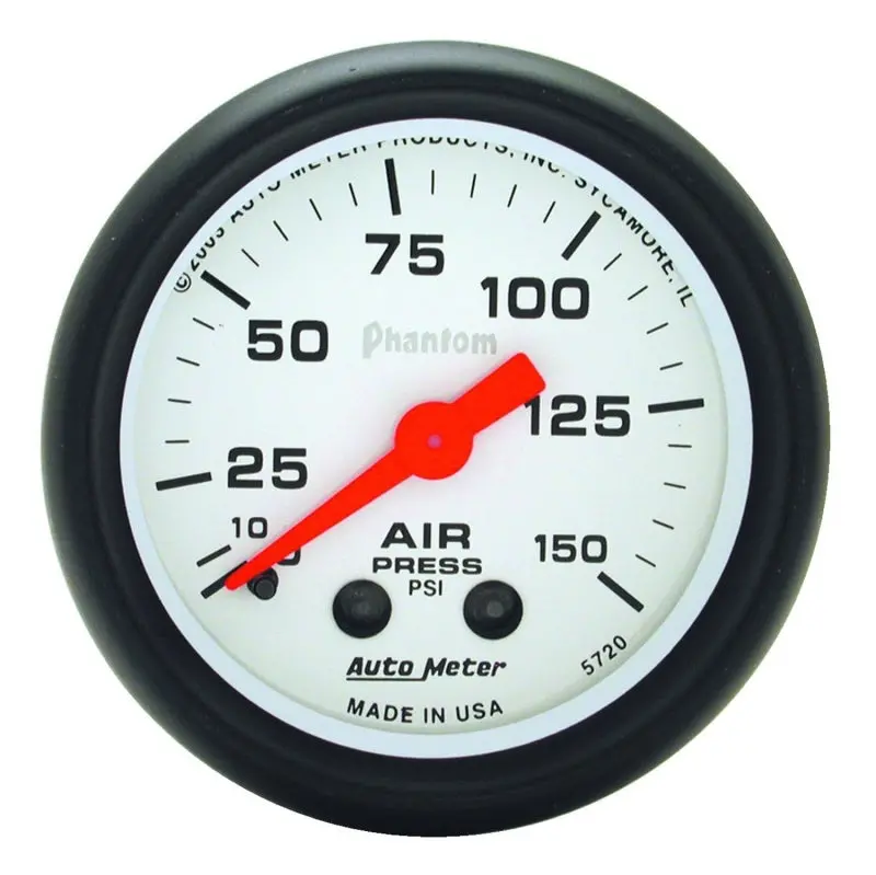 Autometer Phantom Mechanical Air Pressure Gauge – 52Mm (2-1/16") Dial, 0–150 Psi Range 1