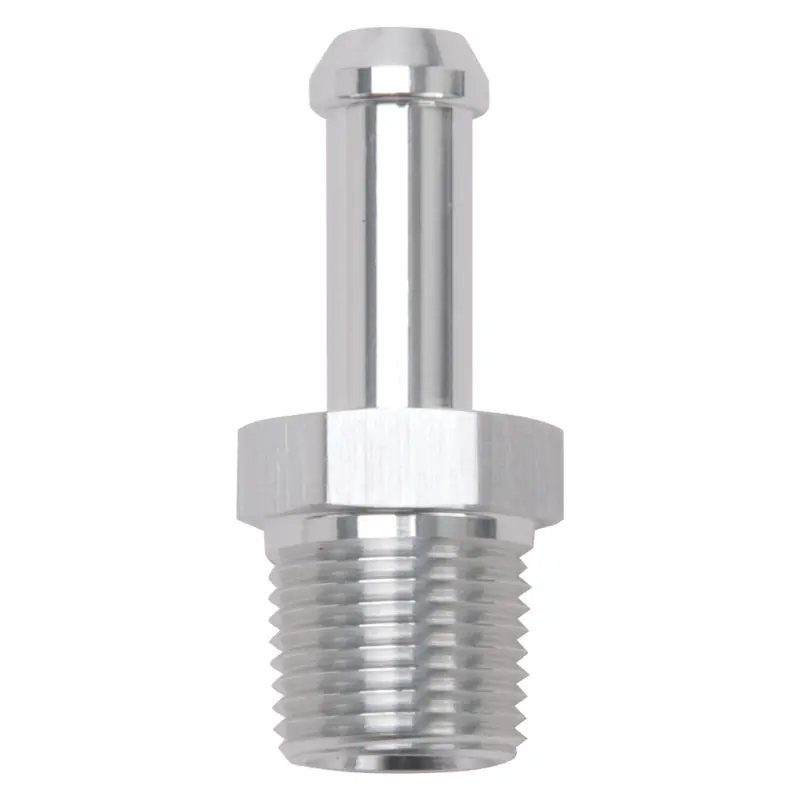 Edelbrock Straight Hose Fitting: 3/8" Npt To 3/8" Barb, Clear Anodized 1