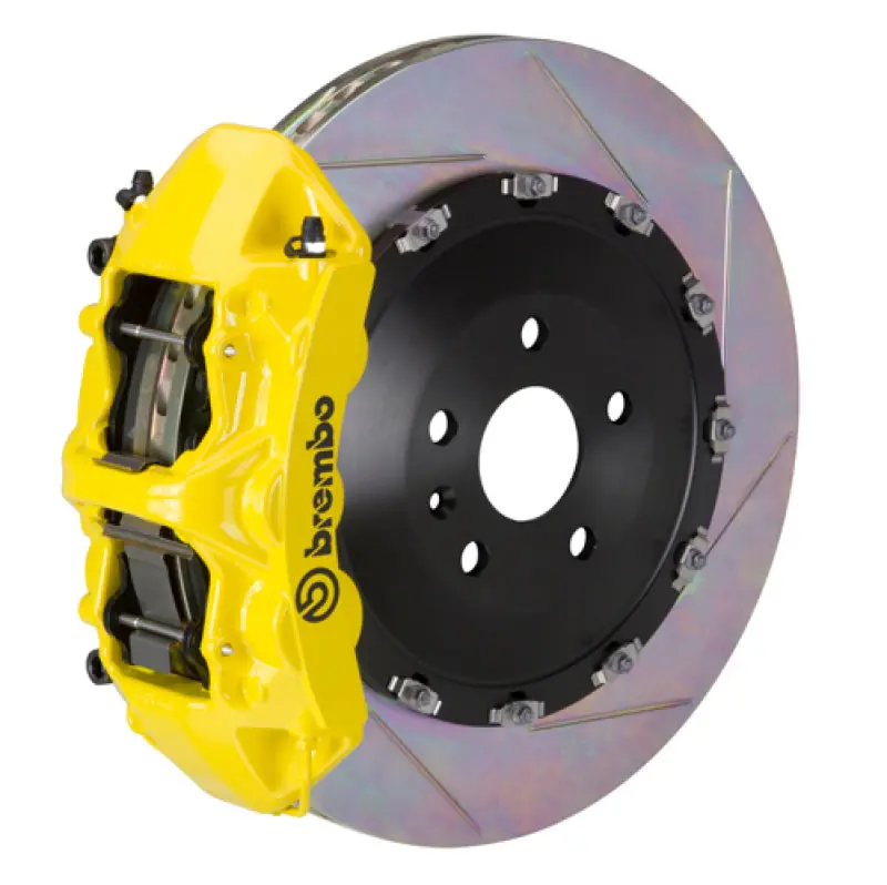 Brembo Gt Front Brake Kit – Nissan Gt-R (2009–2011 R35 & 2012+), 405X34Mm Slotted Two-Piece Rotors, Yellow Calipers 1