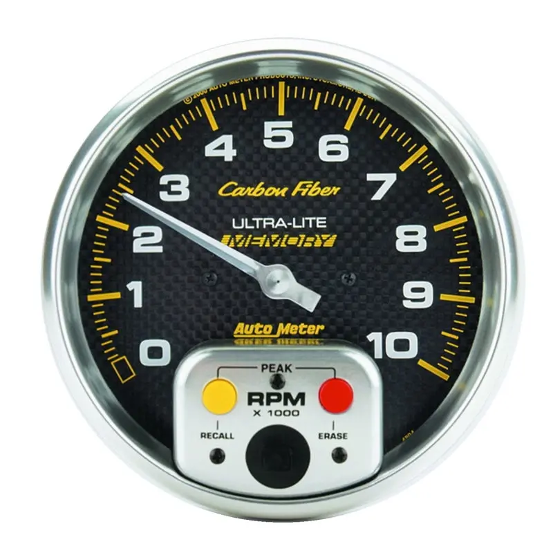 Autometer 5-Inch Carbon Fiber Tachometer With Peak Memory – 10,000 Rpm Range 1