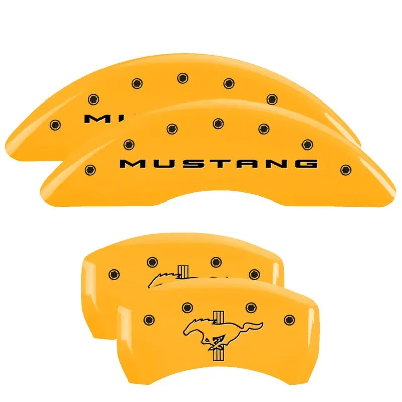 Mgp 4 Caliper Covers Engraved Front 2015/Mustang Engraved Rear 2015/Bar & Pony Yellow Fnsh Black Ch 1