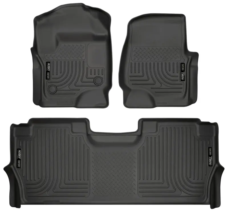 Husky Liners Weatherbeater Floor Mats For 2017–2019 Ford F-250/F-350/F-450 Crew Cab – Front & Second Row, Black 1