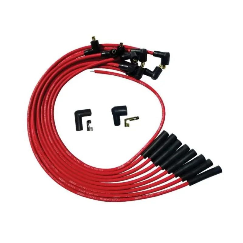 Moroso Bbc Over Valve Cover Str Plug Boots Non-Hei Ultra Spark Plug Wire Set - Red 1