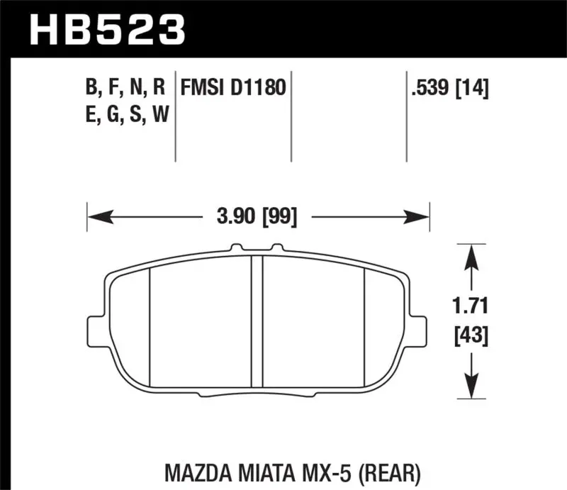 Hawk Er-1 Rear Performance Brake Pads For 2017–2019 Fiat 124 Spider Abarth (1.4L) 1