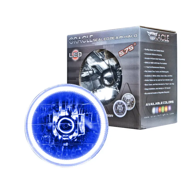 Oracle Pre-Wired 5.75-Inch Sealed Beam Headlights – Blue Halo Accent Ring 1