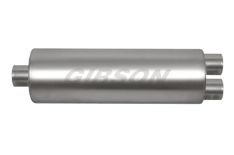 Gibson Sft Superflow Dual-Outlet Stainless Steel Muffler – 8″×24″, 3″ Inlet / 2.25″ Outlet 1
