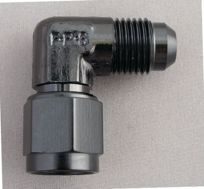 Black 6An Female-To-Male Flare 90-Degree Fitting For Fuel And Brake Lines 1